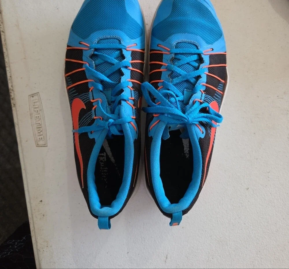 Nike Men Blue with Orange Swoosh Athletic Sneakers